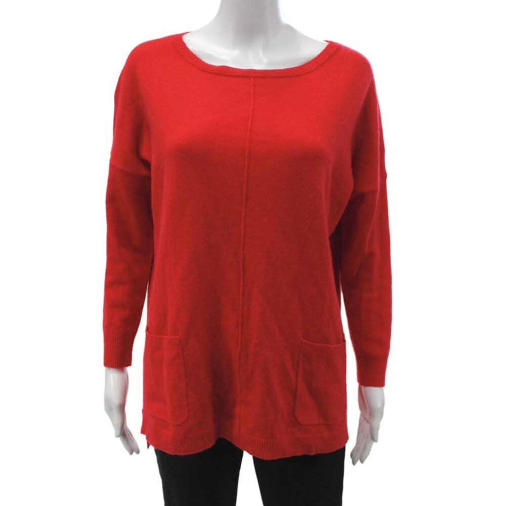 The Cashmere Project Women Red Boat Neck Long Sleeve Pullover Cashmere Size S